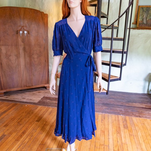 Reformation "Annalise" Navy Wrap Dress * Size Medium - Picture 5 of 11